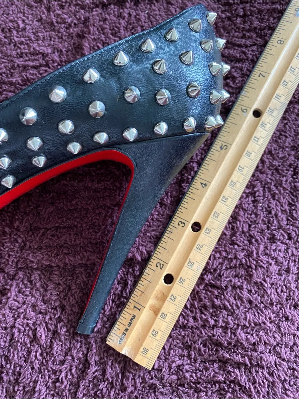 Christian Louboutin Black Studded Peep-Toe Pumps